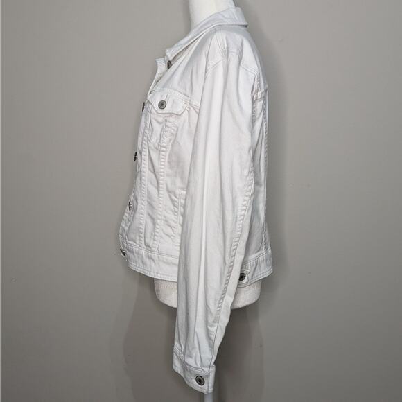 American Eagle White Denim Classic Button Up Collared Jean Jacket Size XL - Picture 3 of 9
